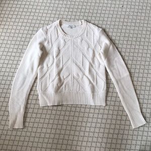 Madewell cropped cream cable knit sweater